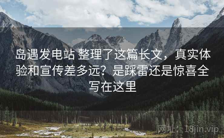岛遇发电站 整理了这篇长文，真实体验和宣传差多远？是踩雷还是惊喜全写在这里